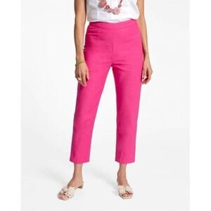 NWT Frances Valentine Lucy Pink Stretch High Rise Cropped Slim Pants Size 6